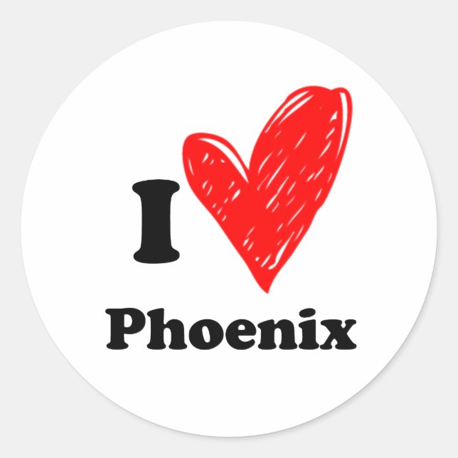 I Liebe Phoenix Runder Aufkleber (Vorderseite)