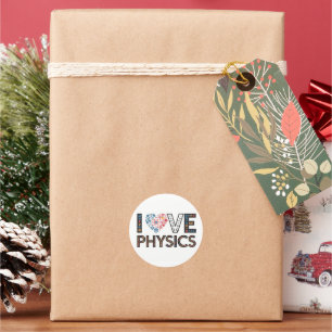 I LIEBE PHYSICS RUNDER AUFKLEBER