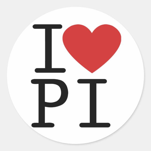 I Liebe PI (Aufkleber) Runder Aufkleber (Vorderseite)
