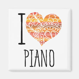 I Liebe Piano Orange Mandala Herz Magnet