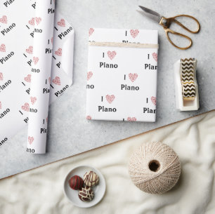I Liebe Piano Rotes Herz der Musiknoten Geschenkpapier