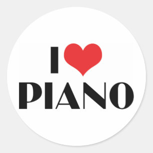 I Liebe Piano Runder Aufkleber