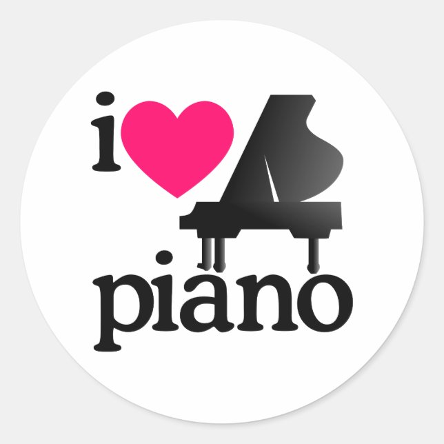 I Liebe Piano Runder Aufkleber (Vorderseite)
