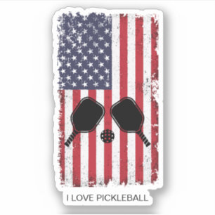 I Liebe Pickleball Amerikanische Flagge Personalis Aufkleber