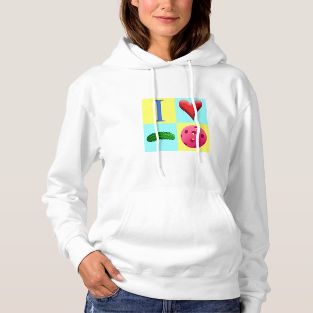I Liebe Pickleball-Bilder Hoodie (Vorderseite)