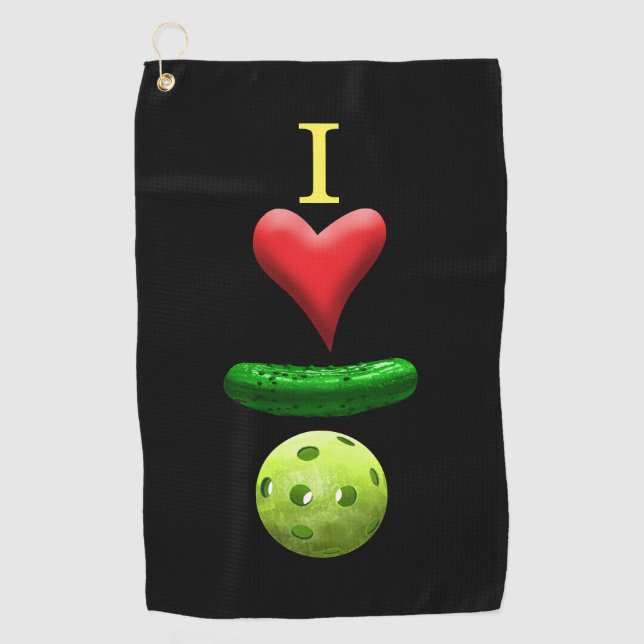 I Liebe Pickleball Black Sweat Handtuch (Vorderseite)