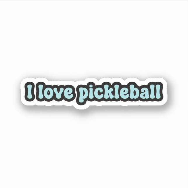 I Liebe Pickleball Blue Retro Text Aufkleber (Vorderseite)