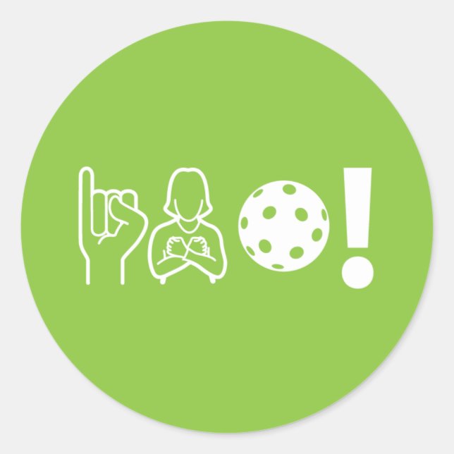 I Liebe Pickleball (Deaf) Runder Aufkleber (Vorderseite)