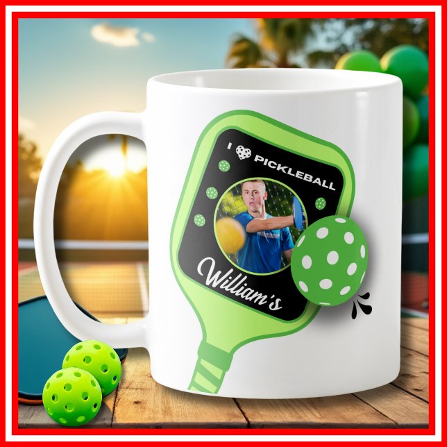 I Liebe Pickleball Green Paddle Niedlich Sports FO Kaffeetasse (I Love Pickleball Green Paddle Cute Sports PHOTO Coffee Mug)