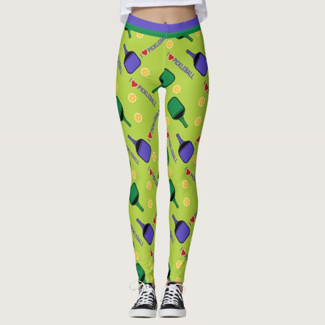 I Liebe Pickleball (Kleinere Kachelgröße) Leggings (Vorderseite)