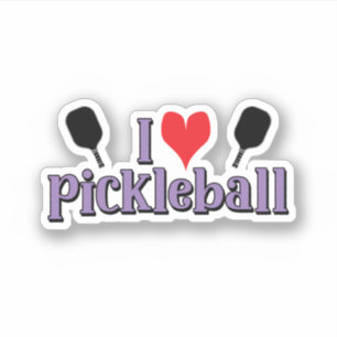 I Liebe Pickleball Lila Text Pickleball Paddle Aufkleber