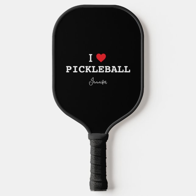 I Liebe Pickleball mit Personalisiertem Namen Pickleball Schläger (Vorderseite)