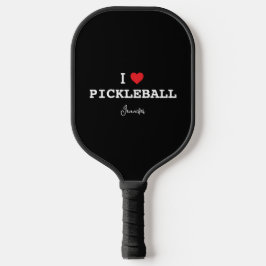 I Liebe Pickleball mit Personalisiertem Namen Schläger