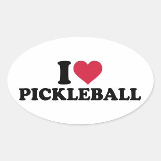I Liebe Pickleball Ovaler Aufkleber
