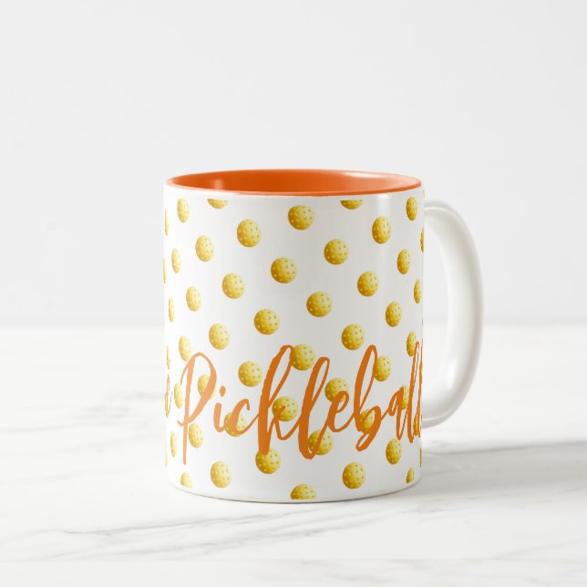 I LIEBE PICKLEBALL Sportgelbe Bälle Spaß Zweifarbige Tasse (VorderseiteRechts)
