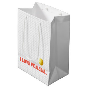 I LIEBE PICKLEBALL Sportspass Gelber Ball Netztext Mittlere Geschenktüte