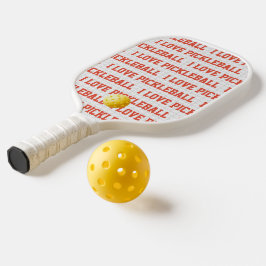 I LIEBE PICKLEBALL Sportspass Gelber Ball Netztext Schläger