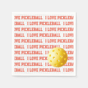 I LIEBE PICKLEBALL Sportspass Gelber Ball Netztext Serviette