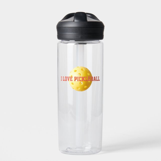 I LIEBE PICKLEBALL Sportspass Orangefarbener Ball Trinkflasche (Vorderseite)