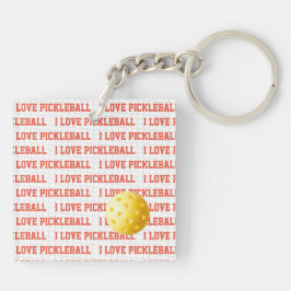 I LIEBE PICKLEBALL Text Sports Game Ball Net Spaß Schlüsselanhänger