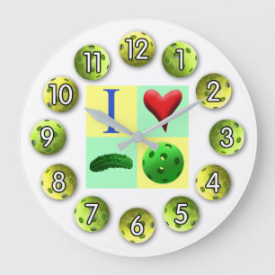 I Liebe Pickleball-Uhr Große Wanduhr