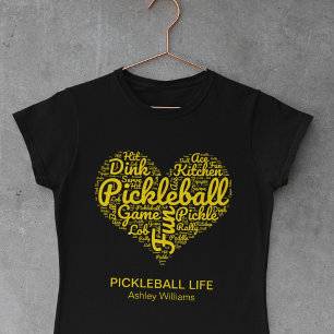 I Liebe Pickleball Word Art Typografy Custom Text T-Shirt