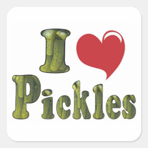 I Liebe Pickles Quadratischer Aufkleber