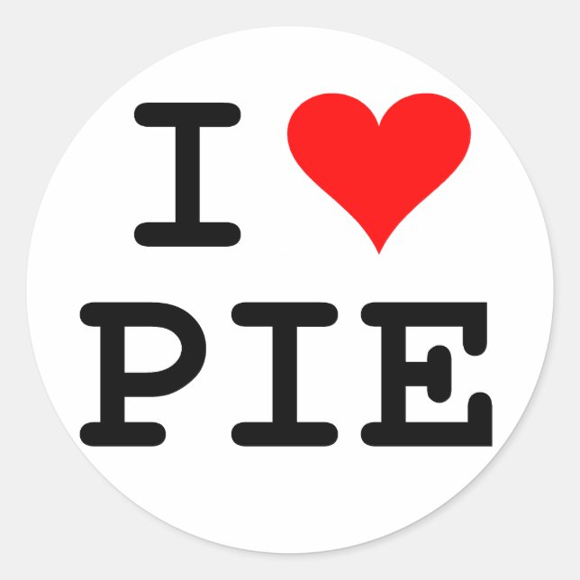 I Liebe Pie (schwarze Schrift) Runder Aufkleber (Vorderseite)