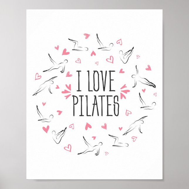 I LIEBE PILATES Pilates Posen in Form eines Kreise Poster (Vorne)