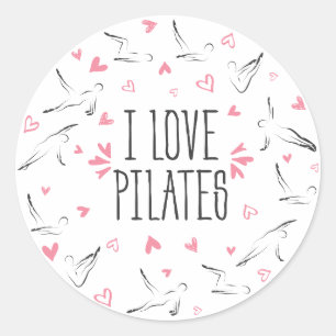I LIEBE PILATES Pilates Posen in Form eines Kreise Runder Aufkleber
