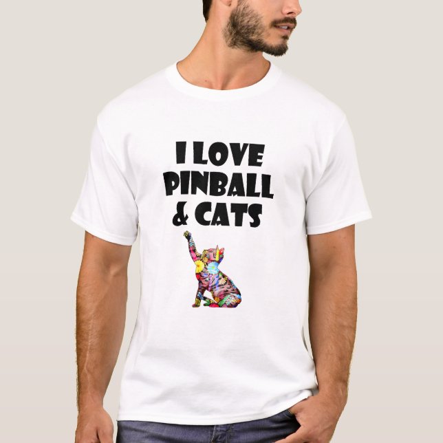 I Liebe Pinball & Cats Niedlich Kitty Cat Feline L T-Shirt (Vorderseite)