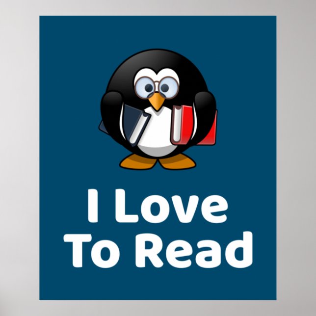 I Liebe Pinguin Poster zu lesen (Vorne)