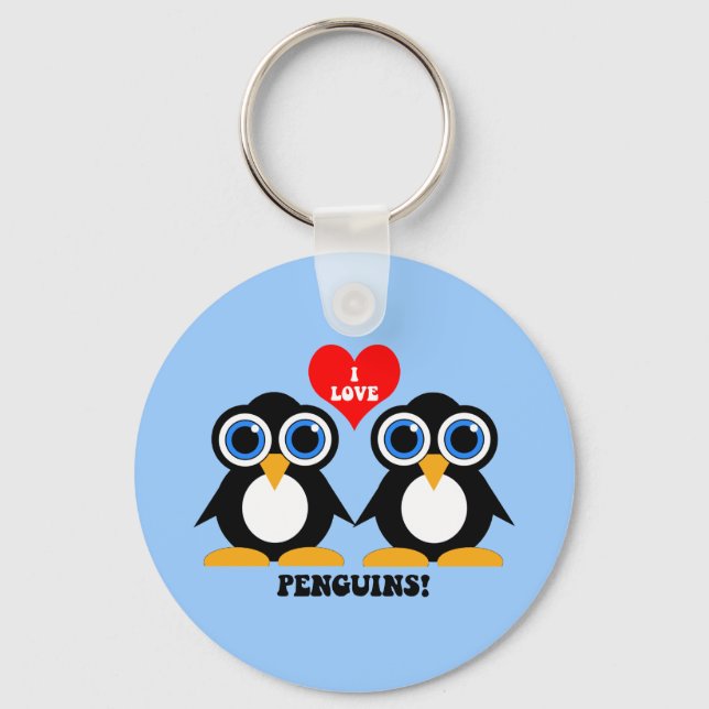 I Liebe Pinguine Schlüsselanhänger (Vorderseite)