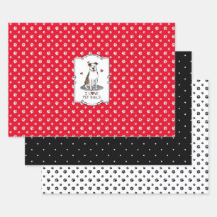 I Liebe Pit Bulls (lt brindle white 3) Geschenkpapier Set