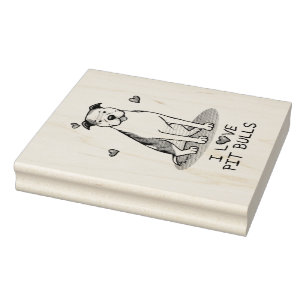 I Liebe Pit Bulls (lt brindle white 3) Gummistempel