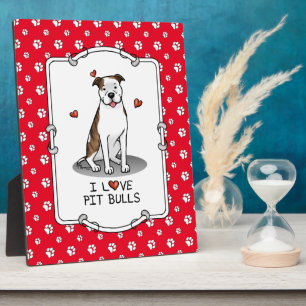 I Liebe Pit Bulls (lt brindle white 3) Herz Niedli Fotoplatte