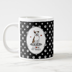 I Liebe Pit Bulls (lt brindle white 3) Herz Niedli Jumbo-Tasse