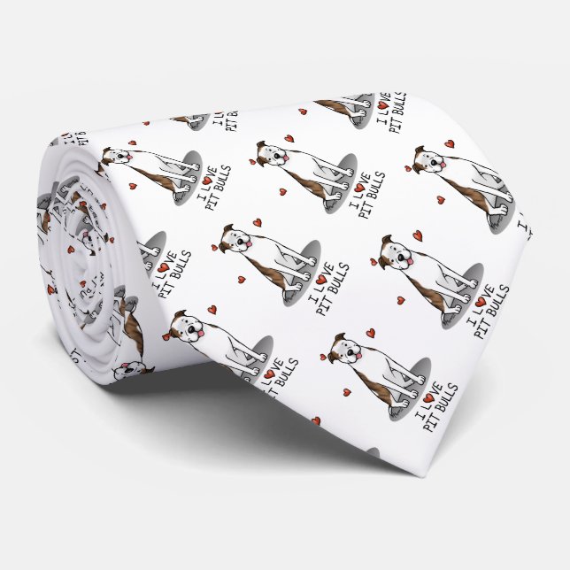 I Liebe Pit Bulls (lt brindle white 3) Krawatte (Gerollt)