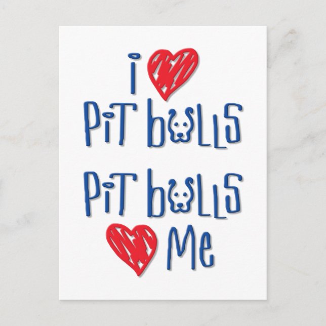 I Liebe Pit Bulls - Pit Bulls Liebe Postkarte (Vorderseite)