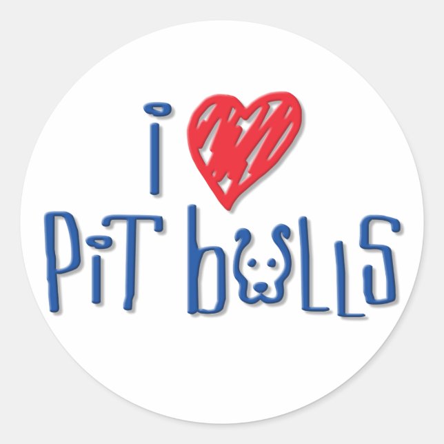 I Liebe Pit Bulls Runder Aufkleber (Vorderseite)