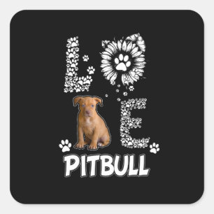 I Liebe Pitbulhunde Quadratischer Aufkleber