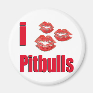 I Liebe Pitbull Hunde, Lipstick Kisses Crazy Magnet