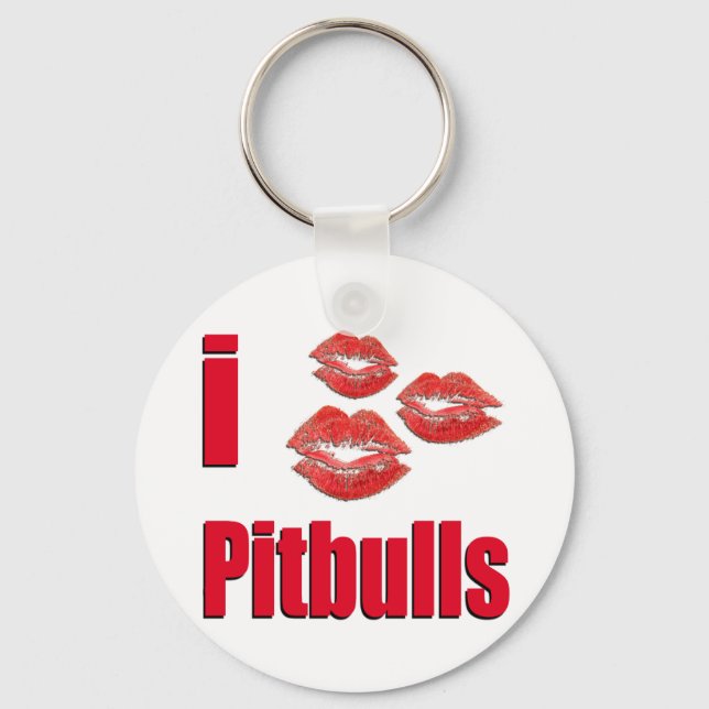 I Liebe Pitbull Hunde, Lipstick Kisses Crazy Schlüsselanhänger (Vorderseite)