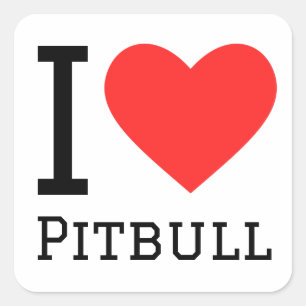 I Liebe Pitbulle Quadratischer Aufkleber
