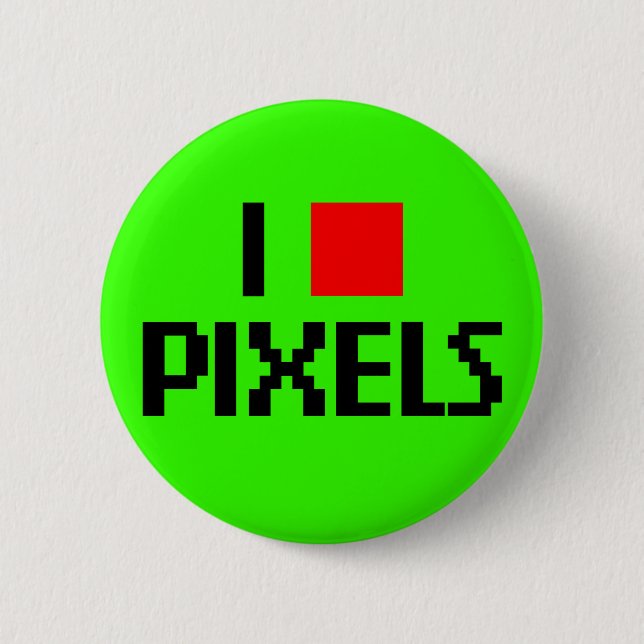 I Liebe Pixel dunkel Button (Vorderseite)