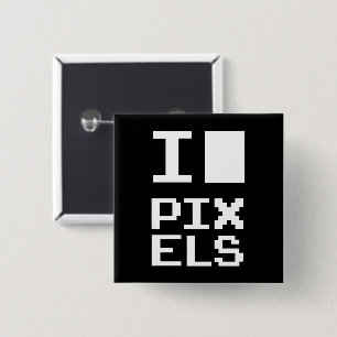 I Liebe Pixel, Geek Design, Pixelkunst Button