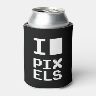 I Liebe Pixel, Geek Design, Pixelkunst Dosenkühler