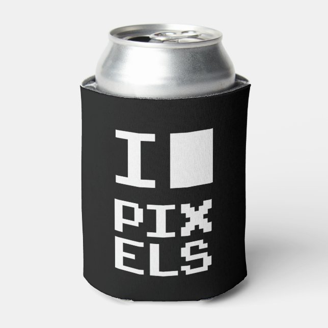 I Liebe Pixel, Geek Design, Pixelkunst Dosenkühler (Kanne Vorderseite)