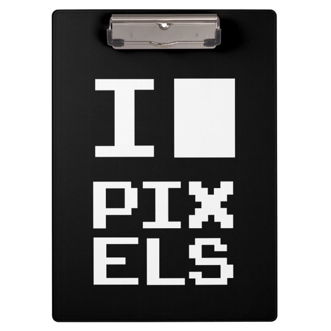 I Liebe Pixel, Geek Design, Pixelkunst Klemmbrett (Vorderseite)