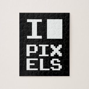 I Liebe Pixel, Geek Design, Pixelkunst Puzzle